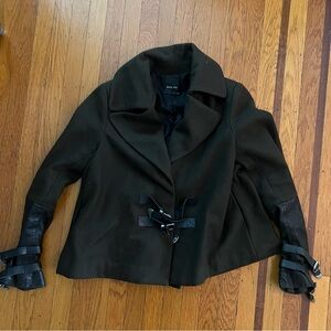 Dolce Vita wool coat jacket dark green buckle accents M medium EUC
